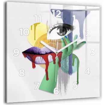 Hodiny Skleněné nástěnné hodiny tiché Kuchyně Surrealistická koláž 60x60