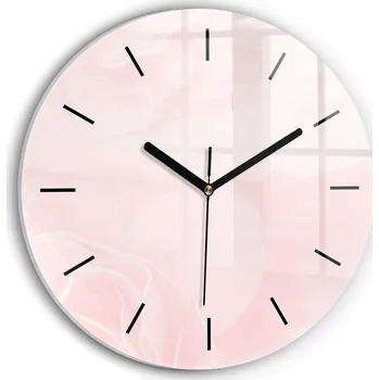 Hodiny Moderní skleněné foto hodiny na zeď tichý mechanismus Růže kulatý průměr 30 cm