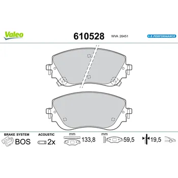 Brzdová destička Sada brzdových destiček, kotoučová brzda VALEO 610528