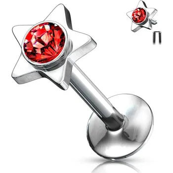 Piercing Piercing do brady - labreta hvězda (červená)