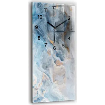 Hodiny Vertikální skleněné nástěnné hodiny do moderního interiéru, mramorový vzor 30x60 cm