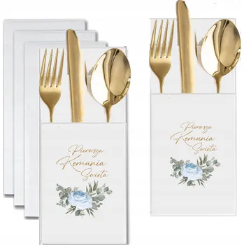 Papírový ubrousek Ubrousky SVATÉ PŘIJÍMÁNÍ POUZDRO kapsy KVĚTINY modré