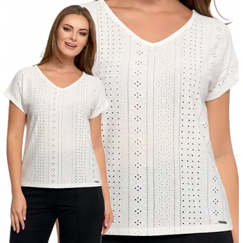 Dámská halenka Dámská prolamovaná halenka s výšivkou a ozdobným výřezem na zádech Pletenina MORAJ S