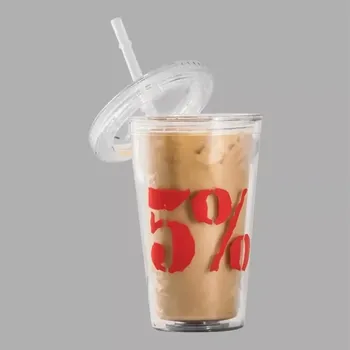 5% Coffee hrnek s víčkem a brčkem