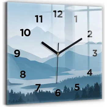 Hodiny Skleněné hodiny tvrzené tiché mechanismus Loft nástěnné Horská krajina 30x30