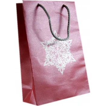 Dárková taška Vánoční papírová dárková taška M, 24x16 cm, červená perleťová, s hvězdou.