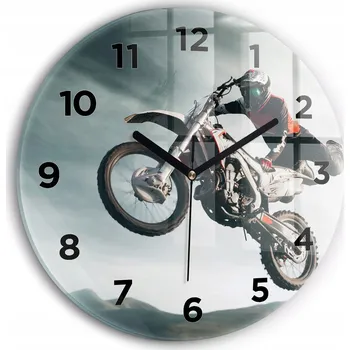 Hodiny Moderní skleněné hodiny s grafikou na zeď Motorový Styl Adrenalin ø30 cm