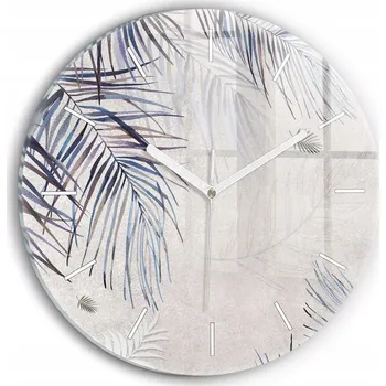 Hodiny Ozdobné nástěnné hodiny s krásnou grafikou Palmový list kulatý průměr 30 cm