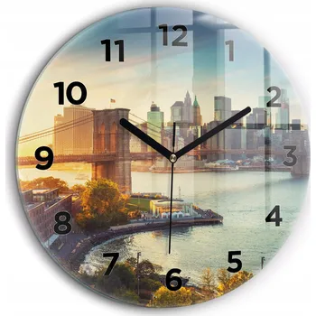 Hodiny Dekorativní nástěnné hodiny s krásnou grafikou New York Manhattan, průměr 60 cm