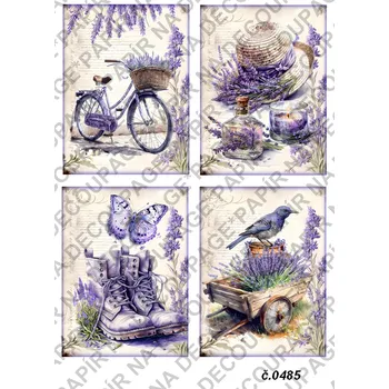 Výtvarný papír Rýžový a soft papír na decoupage - Levandule vintage - KB0485 Materiál: Rýžový papír, Rozměr: A4