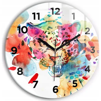 Hodiny Ozdobné nástěnné hodiny s krásnou grafikou Abstrakce divoká kočka kulatý průměr 30 cm