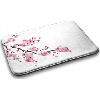 Koupelnová předložka Savá koupelnová předložka s motivem japonských květů třešně