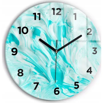 Hodiny Ozdobné nástěnné hodiny s krásnou grafikou Modrá abstrakce kulatý průměr 30 cm