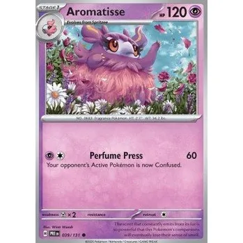 Sběratelská karetní hra Pokémon PRE 039/131 Aromatisse - Prismatic Evolutions Stav: Near Mint, Verze: POKÉBALL REVERSE HOLO