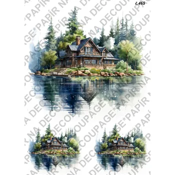 Umělecký papír Rýžový a soft papír na decoupage - Dům u vody - KB0465 Materiál: Soft, Rozměr: A4