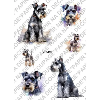 Umělecký papír Rýžový a soft papír na decoupage - Teriér - KB0488 Materiál: Soft, Rozměr: A4