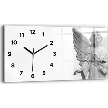 Hodiny Moderní skleněné nástěnné hodiny 60 cm x 30 cm - Anděl se křídly