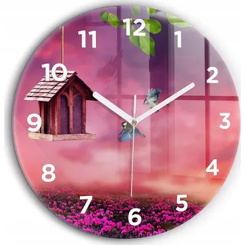 Hodiny Minimalistické Kulatý Skleněné Foto Hodiny na Zeď Ptačí budka průměr 60 cm