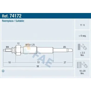 Zapalovací a žhavicí svíčka Žhavicí svíčka FAE 74172