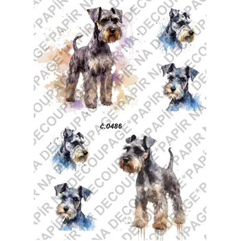 Umělecký papír Rýžový a soft papír na decoupage - Teriér - KB0486 Materiál: Soft, Rozměr: A4