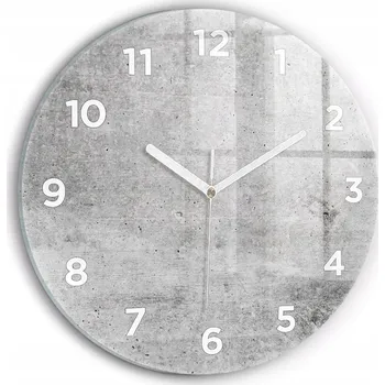 Hodiny Čtvercové Skleněné Nástěnné Hodiny do Obýváku s Grafikou Hrubá zeď fi30 cm