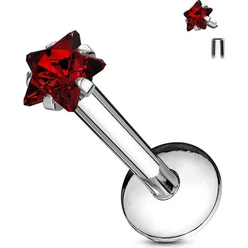 Piercing Piercing do brady labreta - hvězda 3 mm (červená)