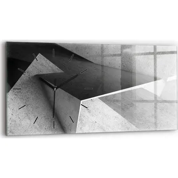 Hodiny Moderní skleněné nástěnné hodiny s potiskem 60x30 cm Abstrakce trojúhelníky