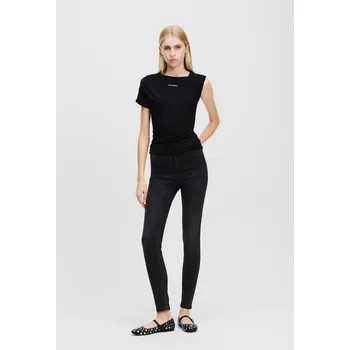 Dámské džíny DŽÍNY KARL LAGERFELD HIGH WAIST SKINNY DENIM PANTS BLACK DENIM