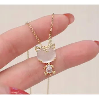 Náhrdelník Zlatý náhrdelník Tygr s Zirkony a Opálem – Minimalistický