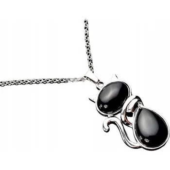 Náhrdelník Náhrdelník pro dívku Velká Kočka Černý Obsidián Řetízek