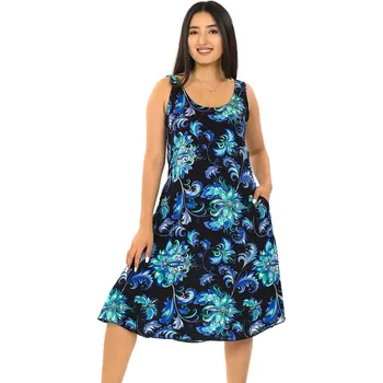 Dámské šaty Himalife Šaty s kapsami Ava Rauna - černé s tyrkysovou Velikost: XL - Móda pro plnoštíhlé, Oblečení nadměrné velikosti