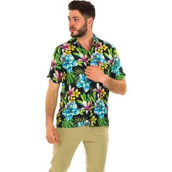 Pánská košile Himalife Pánská košile Kuga - černá s barvami Velikost: 3XL - Móda pro plnoštíhlé, Oblečení nadměrné velikosti