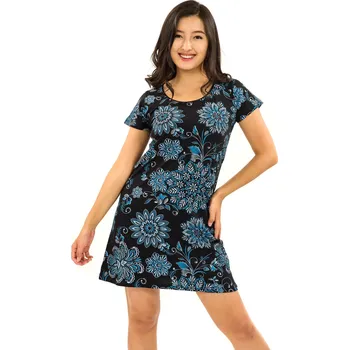 Dámské šaty Himalife Tunika s krátkým rukávem Lusaka - černá s modrou XL
