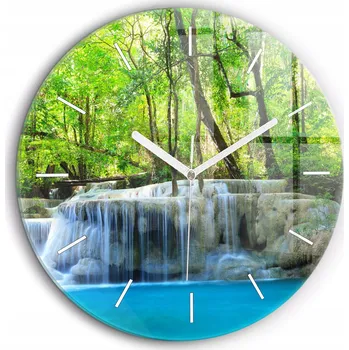 Hodiny Nástěnné hodiny Wallfluent, odstíny zelené, 60 cm