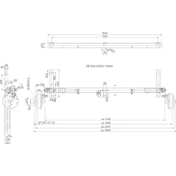 Přívěs k motorovému vozidlu Náprava AL-KO DB 1355 (1350kg), a=1550 mm, c=2010 mm (náhrada BPW pro Hobby)