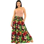Himalife Maxi sukně s kapsami Tropické květy - černá s barvami Velikost: XXL/3XL - Móda pro plnoštíhlé, Oblečení nadměrné velikosti