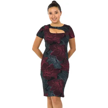 Dámské šaty Himalife Šaty Lily - černá s červenou Velikost: 3XL - Móda pro plnoštíhlé, Oblečení nadměrné velikosti