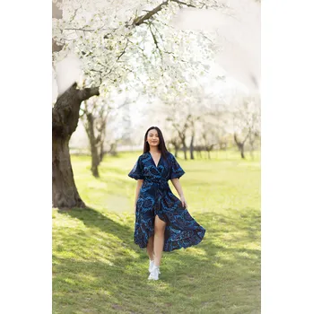 Dámské šaty Himalife Šaty s volány Paina - tmavě modrá Velikost: XXL/3XL - Móda pro plnoštíhlé, Oblečení nadměrné velikosti