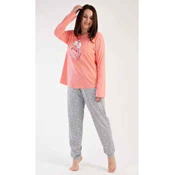 Dámské pyžamo Dámské pyžamo dlouhé Silvie - meruňková - XL