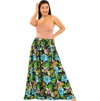 Dámská sukně Himalife Maxi sukně s kapsami Kuga - černá s barvami Velikost: XXL/3XL - Móda pro plnoštíhlé, Oblečení nadměrné velikosti