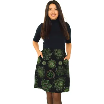 Dámská sukně Himalife Sukně Indira - černá se zelenou Velikost: XXL/3XL - Móda pro plnoštíhlé, Oblečení nadměrné velikosti