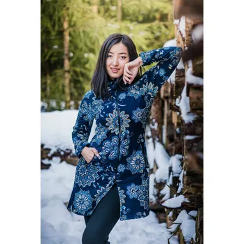 Dámská mikina Himalife Prodloužená mikina na zip s kapucí Talia - modrá Velikost: XXL - Móda pro plnoštíhlé, Oblečení nadměrné velikosti