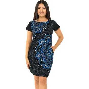 Dámské šaty Himalife Balonové šaty Akita - černá s modrou Velikost: L