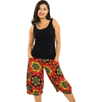 Dámské kraťasy Himalife Kraťasy Puri - černá s oranžovou Velikost: XXL/3XL - Móda pro plnoštíhlé, Oblečení nadměrné velikosti