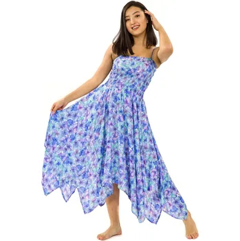 Dámské šaty Himalife Šaty-sukně 2v1 Dawa Rotuma - tyrkysová s fialovou Velikost: S/M