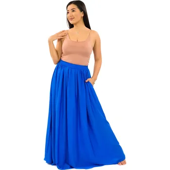 Dámská sukně Himalife Maxi sukně s kapsami Plain - královská modrá Velikost: XXL/3XL - Móda pro plnoštíhlé, Oblečení nadměrné velikosti