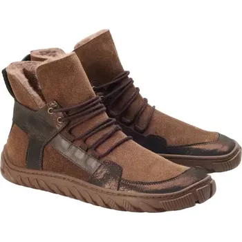 Pánská treková obuv ZAQQ ALPIQ Winter 37-43 NAPPA/VELUR/COTTON Hlazená i broušená kůže, bavlněná podšívka Hnědá 40