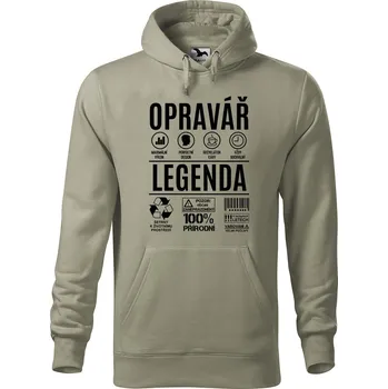 Pánská mikina Pánská mikina s potiskem Opravář legenda Velikost (muž): S, Vyberte barvu: Světlá khaki