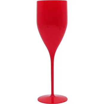 Sklenice Gold Plast Plastová nerozbitná červená sklenice na šampaňské a prosecco VERONA 180 ml