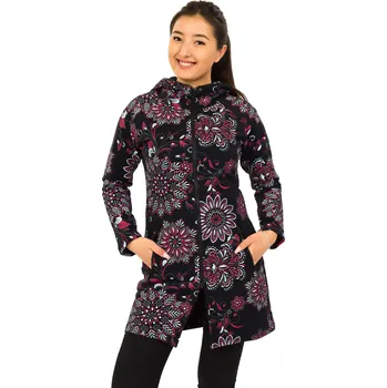 Dámská mikina Himalife Prodloužená mikina na zip s kapucí Talia - černá s červenou Velikost: 3XL - Móda pro plnoštíhlé, Oblečení nadměrné velikosti